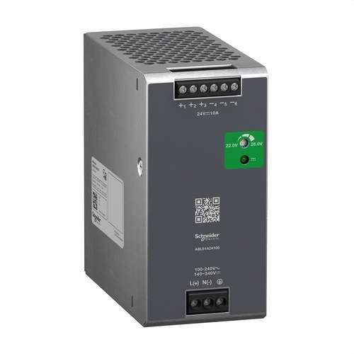 Optimeret enfaset reguleret strømforsyning 100-240v ac 24v 10a med reference ABLS1A24100 fra mærket SCHNEIDER ELECTRIC