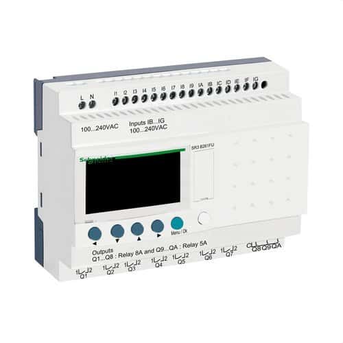 Programmerbar relæ MODUL 100-240V I/O 26 med reference SR3B261FU fra mærket SCHNEIDER ELECTRIC