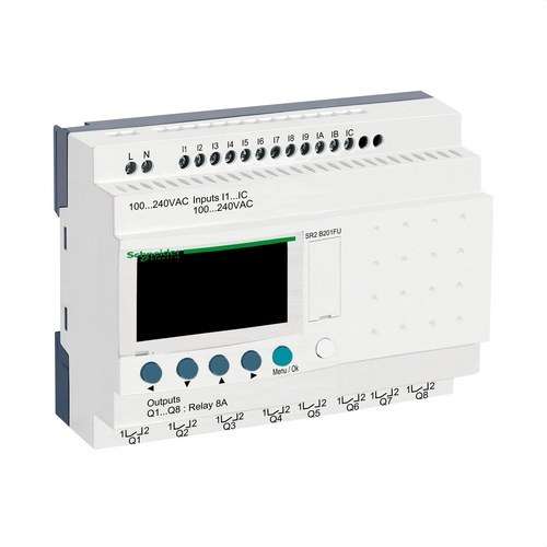 Programmerbar kompakt relæ Zelio Logic 20 e s 100..240 V AC ur display med reference SR2B201FU fra mærket SCHNEIDER ELECTRIC