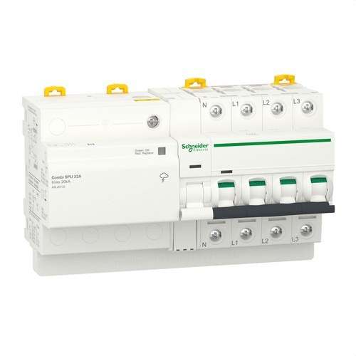 Automatisk afbryder med kombineret overspændingsbeskyttelse Acti9 Combi SPU 3P + N 32 A med reference A9L20732 fra mærket SCHNEIDER ELECTRIC