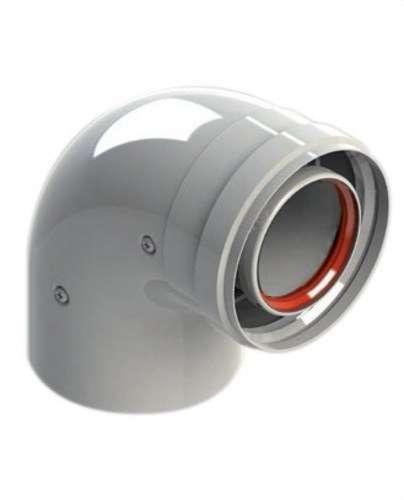 Skorstensknæ diameter 60/100mm 90º han-hun aluminium hvid med reference 610-90MHP1 fra mærket FIG