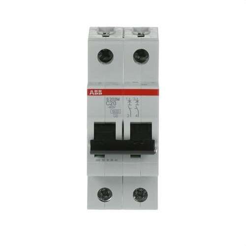 Magnetotermisk S202M-C20 2P 20A Kurve C 15kA med reference 2CDS272001R0204 fra mærket ABB