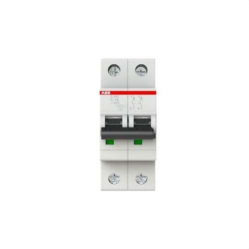 Magnetotermisk afbryder S202-C16 2P 16A Kurve C 6kA med reference 2CDS252001R0164 fra mærket ABB