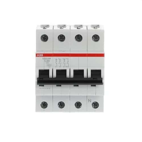Magnetotermisk S203-C20NA 3P+N 20A Kurve C 10kA med reference 2CDS253103R0204 fra mærket ABB