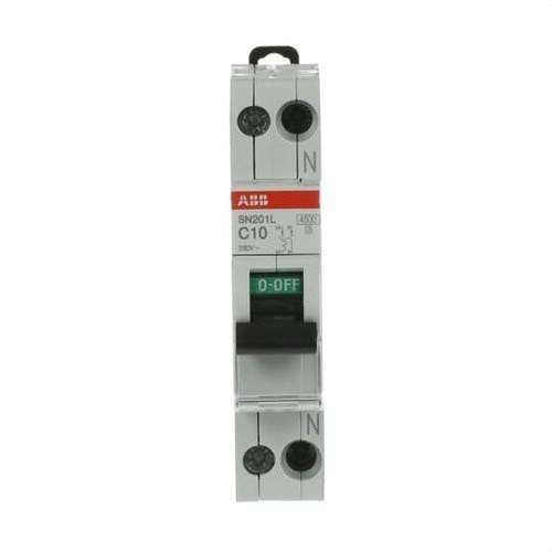 Magnetotermisk SN201L-C10 1P+N 10A Kurve C 4,5kA med reference 2CSS245101R0104 fra mærket ABB