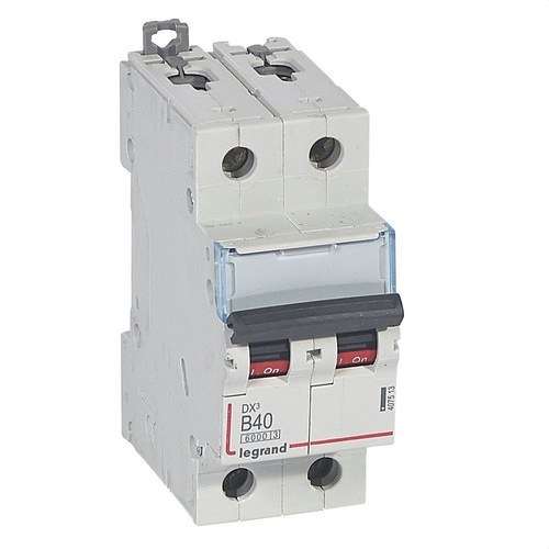 Magnetotermisk DX3 2P 40A Kurve B 6/10kA med reference 407513 fra mærket LEGRAND