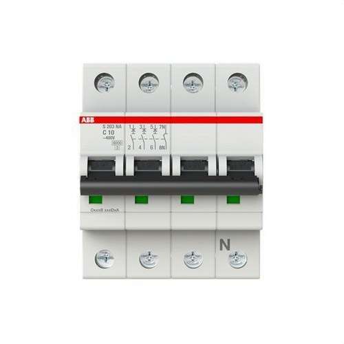 Magnetotermisk S203-C10NA 3P+N 10A Kurve C 10kA med reference 2CDS253103R0104 fra mærket ABB
