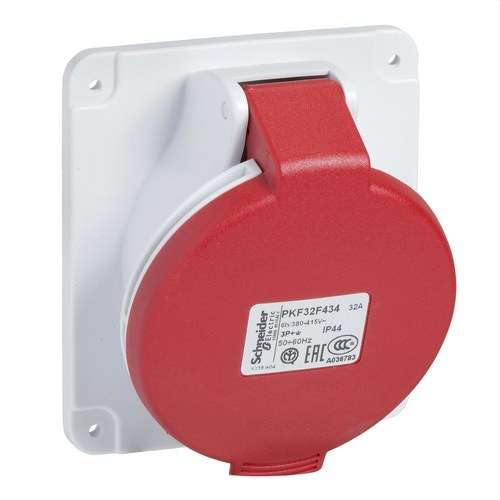 Indbygget skrå sokkel 32A 3P+TT 380-415V IP44 med reference PKF32F434 fra mærket SCHNEIDER ELECTRIC