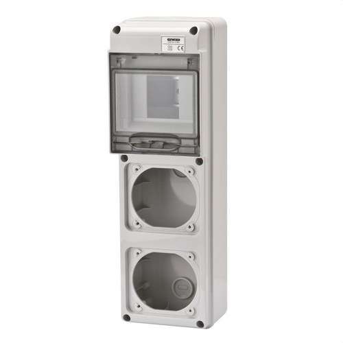 Q-DIN5 Ramme 2 BASES 16A IP65 med reference GW68018N fra mærket GEWISS