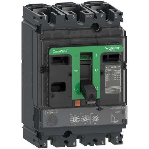 Automatisk afbryder ComPacT NSX160N 50kA AC 3P3R 160A Micrologic 2.2 med reference C16N32D160 fra mærket SCHNEIDER ELECTRIC