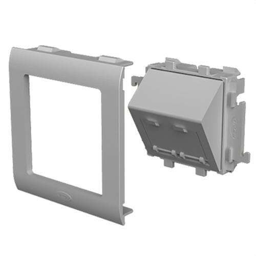 Skrå plade 2 RJ45 farve aluminium 80mm U24X med reference 93754-03 fra mærket UNEX