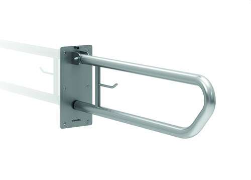 Sammenklappelig støttehåndtag 800mm med toiletpapirholder hvid stål med reference GW11 07 03 00 fra mærket GENWEC