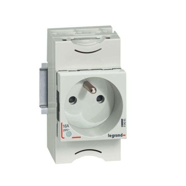 Stikkontakt - 10/16A - 250V~ - 2P+T - med børnesikring og indikator med reference 004283 fra mærket LEGRAND