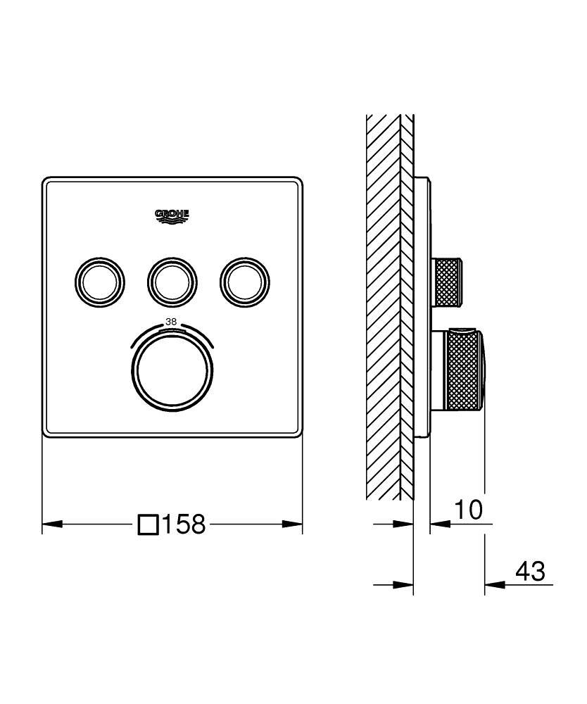 Indbygget termostat med 3 greb Grohtherm SmartControl - Børstet varm solnedgang med reference 29126DL0 fra mærket GROHE
