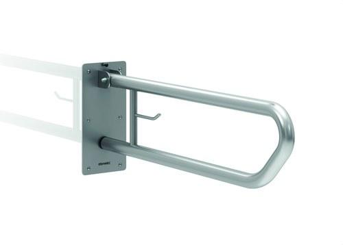 Klapbar støttebøjle 600mm med rulleholder i satin rustfrit stål med reference GW11 08 04 01 fra mærket GENWEC