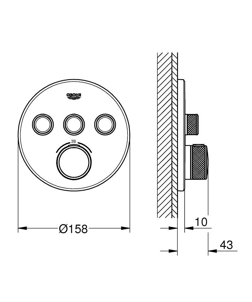 Indbygget termostat med 3 greb Grohtherm SmartControl - Børstet varm solnedgang med reference 29121DL0 fra mærket GROHE