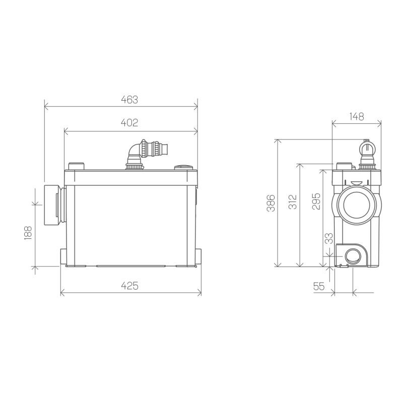 Sanitærkværn SFA SANIPACK til væghængte toiletter og badeværelser med reference 0101422 fra mærket SFA SANITRIT