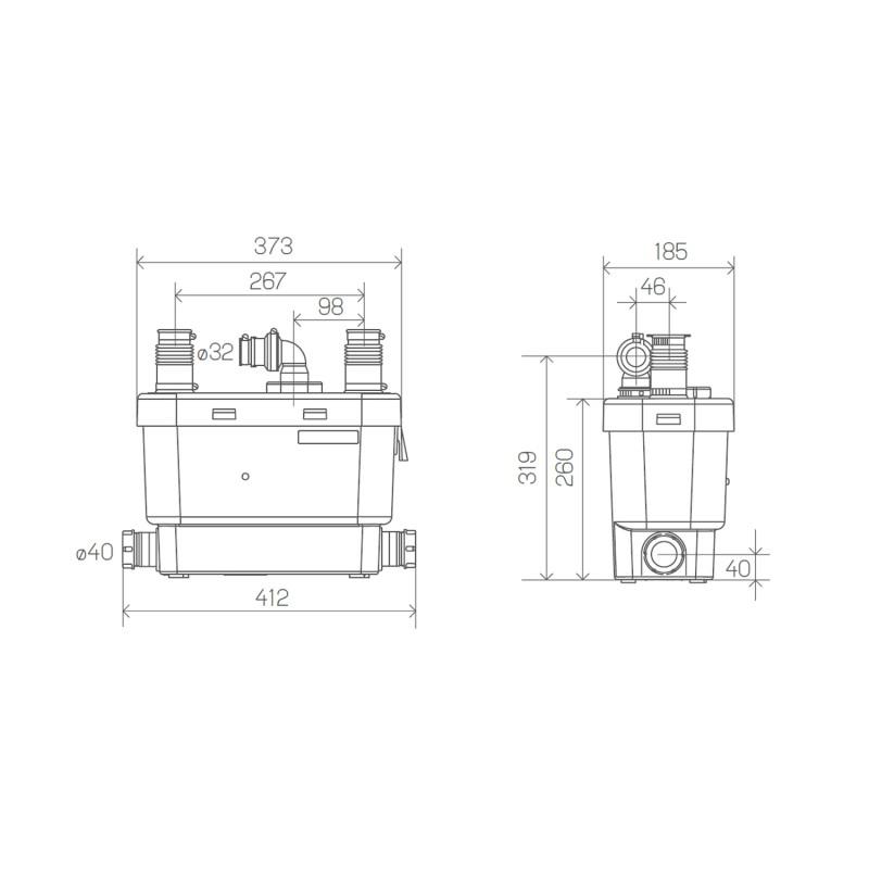 SFA SANISPEED evakueringspumpe til intensiv brug i køkkener og vaskerier med reference 0101300 fra mærket SFA SANITRIT