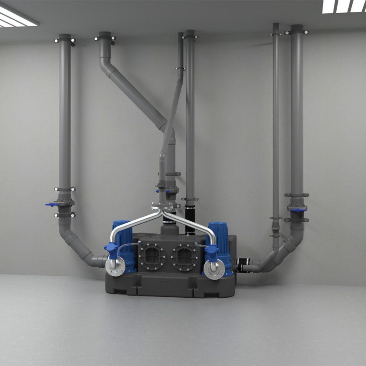 Trefaset pumpestation SFA Sanicubic 2 GR SE71.1 T med reference 04CUB2GR11T fra mærket SFA SANITRIT