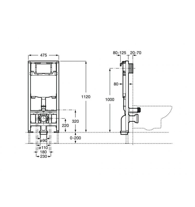 Frame with dual cistern for suspended toilet Roca WC One with reference A890070020 from the brand ROCA