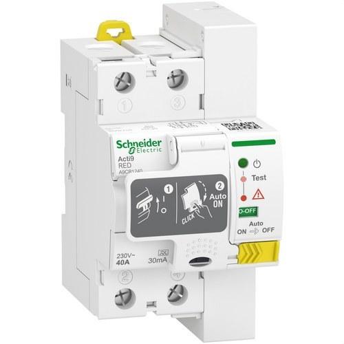Auto-reset differentiale Acti9 RED 2P 40A 30 mA Type A med reference A9CR1240 fra mærket SCHNEIDER ELECTRIC