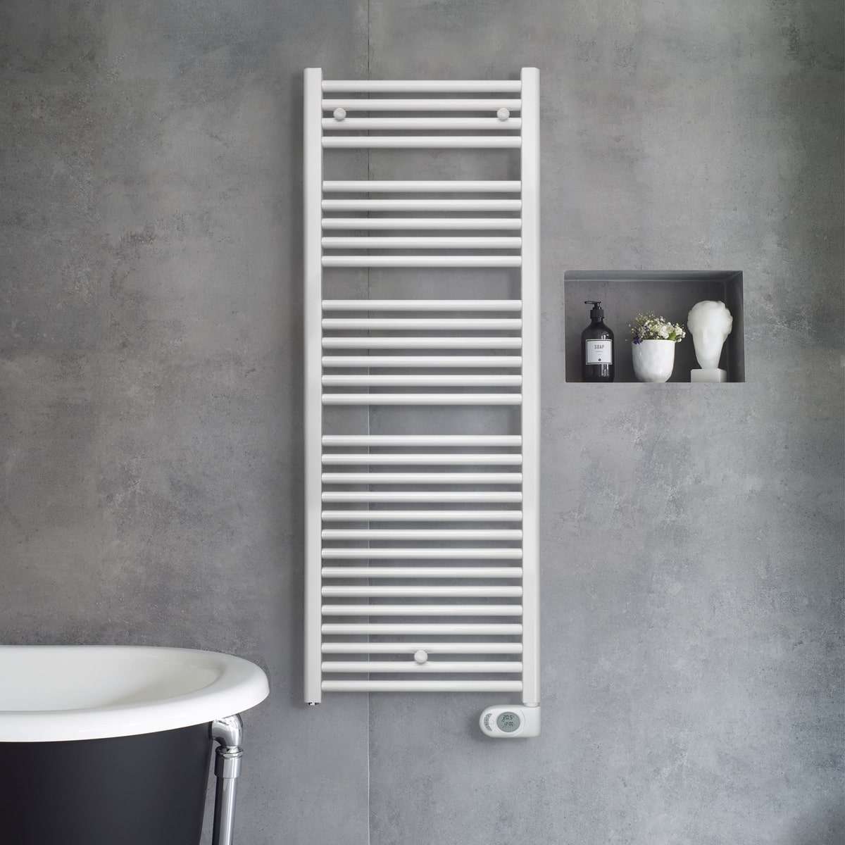 White Electric Towel Rail AURA 750W 1300x600mm with reference PBEZ-120-60/MQ from the brand ZEHNDER