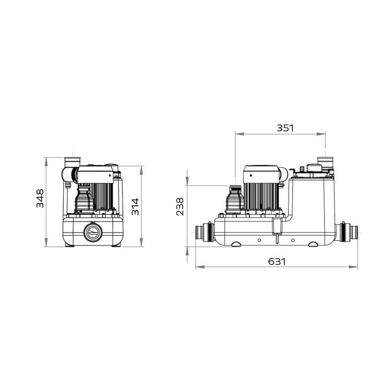 SFA SANICOM 1 evakueringspumpe til intensivt brug af gråt spildevand med reference 04COM1M fra mærket SFA SANITRIT