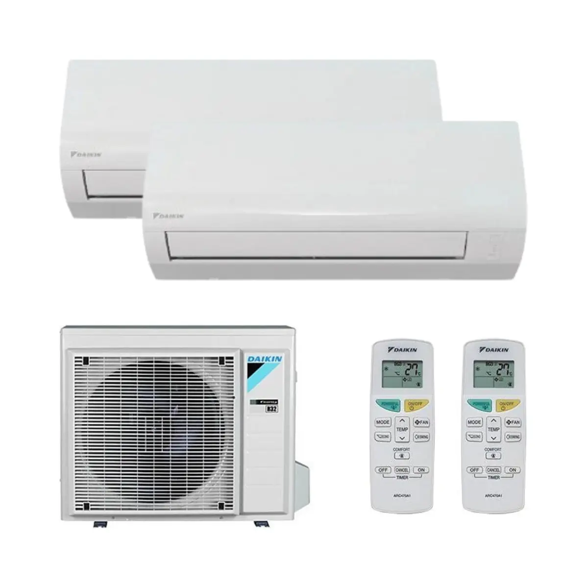Daikin Sensira 2x1 klimaanlæg med wifi 2,5 kW + 3,5 kW med reference KITDAISENSIRA2X125+35 fra mærket DAIKIN